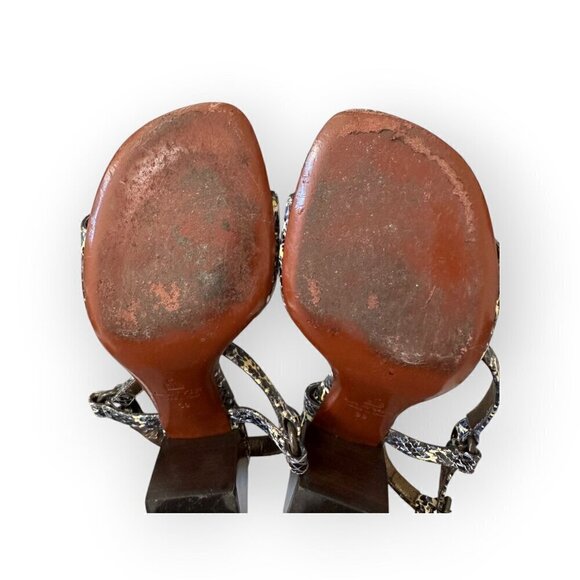 Lanvin Printed Snake Sandal,  Blue, white, yellow,  Size 39 EU, Mid‎ heel - Picture 15 of 16